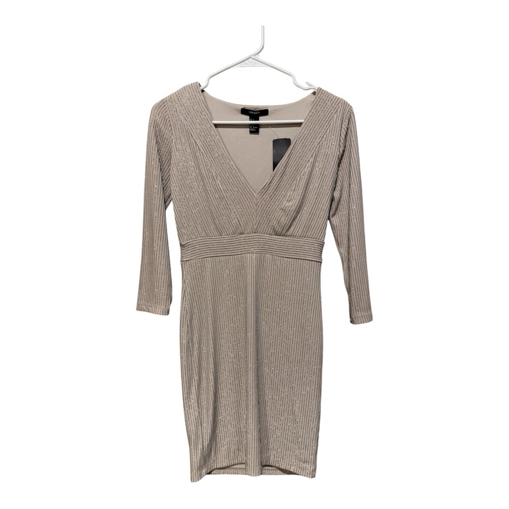 Elegant‎ Shimmer champagne  V-Neck Dress